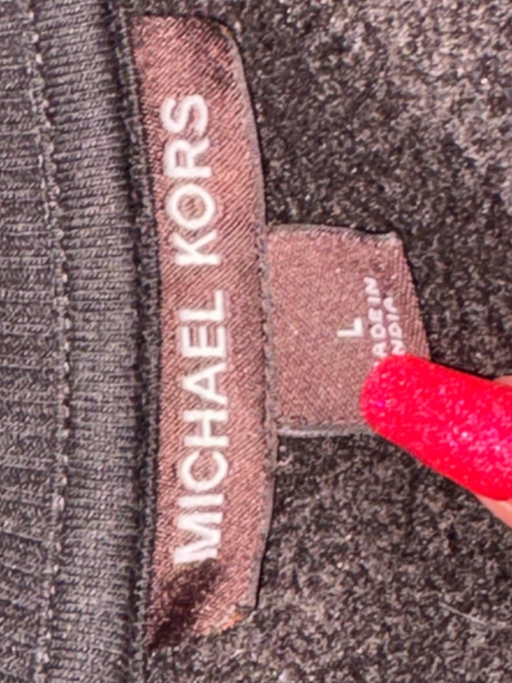 Michael Kors Black Crewneck Sweater with White Diagonal Logo Text - Picture 2 of 3